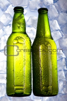 Three fresh beer with ice