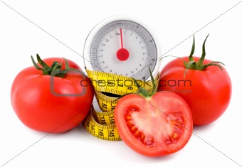 tomato and measuring tape