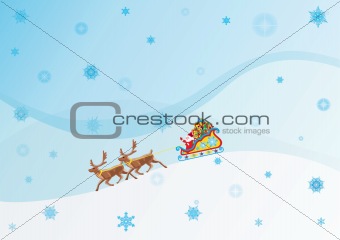 Santa Claus on reindeer.