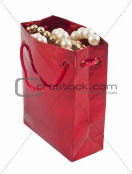 Red giftbag with jewelry