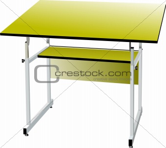 School desk on white isolated background. Vector illustration