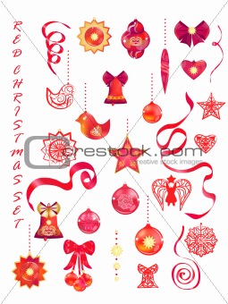 Red decorative Christmas, New Year set