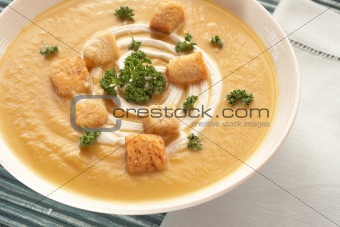 Bowl of fresh butternut soup