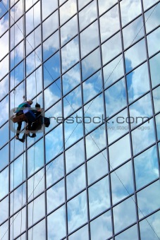 window cleaner at work