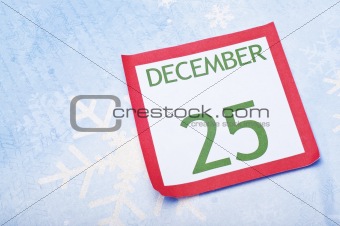 Christmas Calendar Page on Snowflake Background