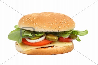 Cheeseburger isolated over white background