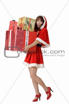 Happy Christmas woman with gifts