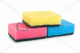 Three colored sponges