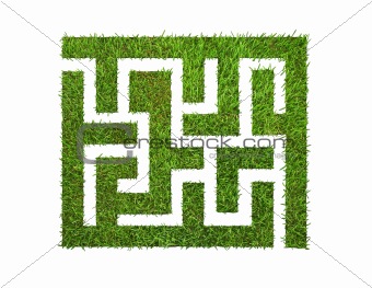 green grass maze, isolated on white