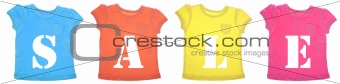 Sale Message on Vibrant Colored Tee Shirts