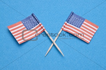 American Flags on Blue