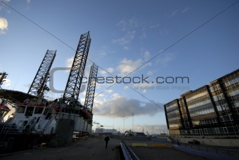 Oil rig and office building