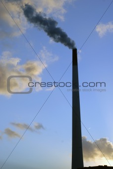 Smoke stack sky blue