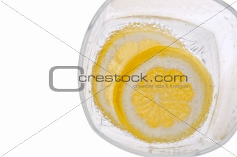 Lemons in Water with Bubbles Border