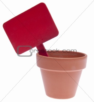 Clay Pot with Blank Red Sign
