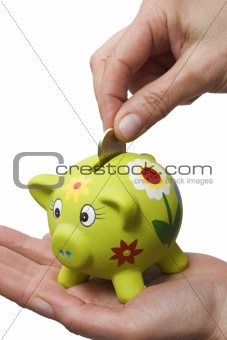 coin in a piggy bank