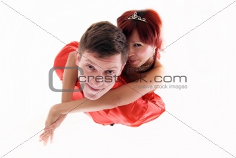 Young couple  in red 