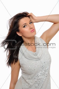 Sexy fashion woman with long hair and evening make-up. isolated 