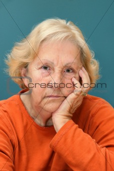 Senior woman sulking