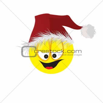 The cheerful person in a cap of Santa Claus. Vector illustration