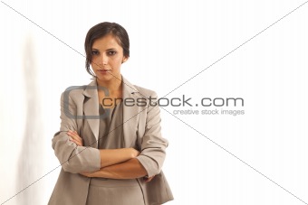 Portrait of young executive businesswoman wearing suit