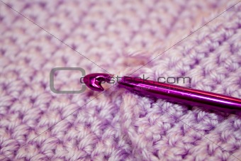 Purple Yarn with crochet hook