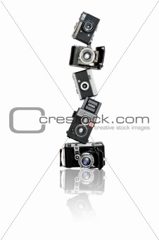 Pyramid of old cameras