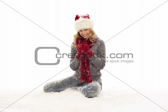 Woman in Santa hat