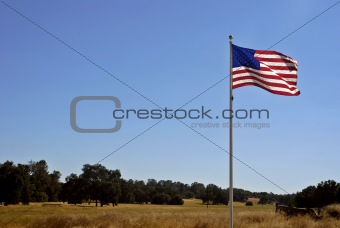 American Flag & California Landscape