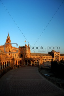 The beautiful and ancient Plaza de Espana in Seville, Andalucia, Spain