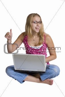 A beautiful young woman and her laptop
