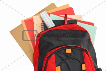 Backpack with school material