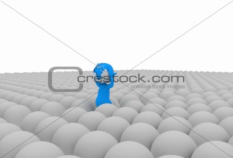 leader stands in balls
