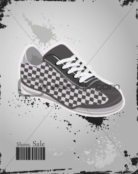 Sport shoes, sneakers on vector grey background