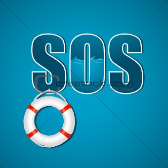 sos text with lifebuoy