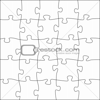 5x5 jigsaw puzzle template - irregular pieces
