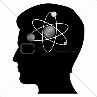 man's mind with atom