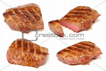 Grilled beef steaks set