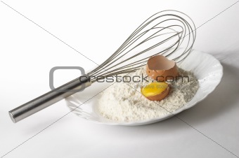 Flour, whisker and egg