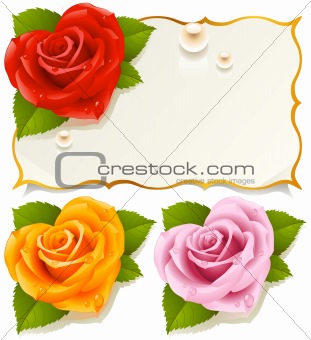 Greeting card with rose in the shape of heart