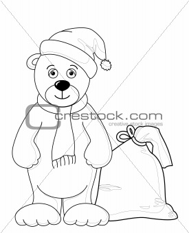 Teddy bear Santa Claus, contours