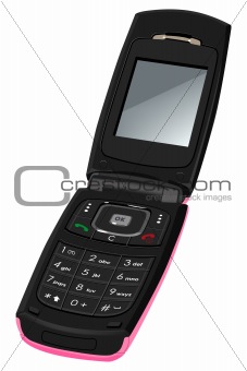 Women's cell phone. Isolated on white background