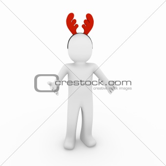 3d human reindeer horns red