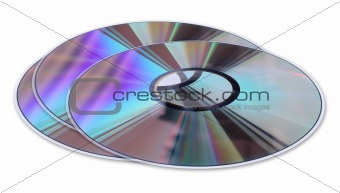 Three CD / DVD disks isolated on White