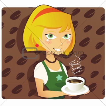 Cute Coffee Shop Barista Vector Illustration