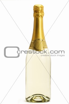 standing champagne bottle