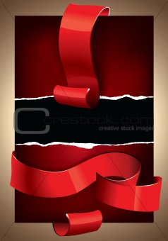 Background with glossy red ribbons