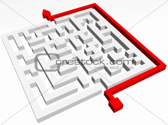 Path across labyrinth. Vector illustration