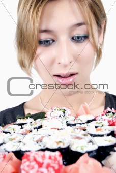 girl with sushi