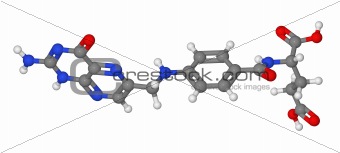 Ball and stick model of folic acid molecule